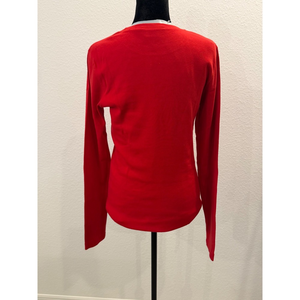 Ralph Lauren Sport Red Long Sleeve Cotton Tee Shirt Womens Large Blue Pony Logo - Picture 3 of 9